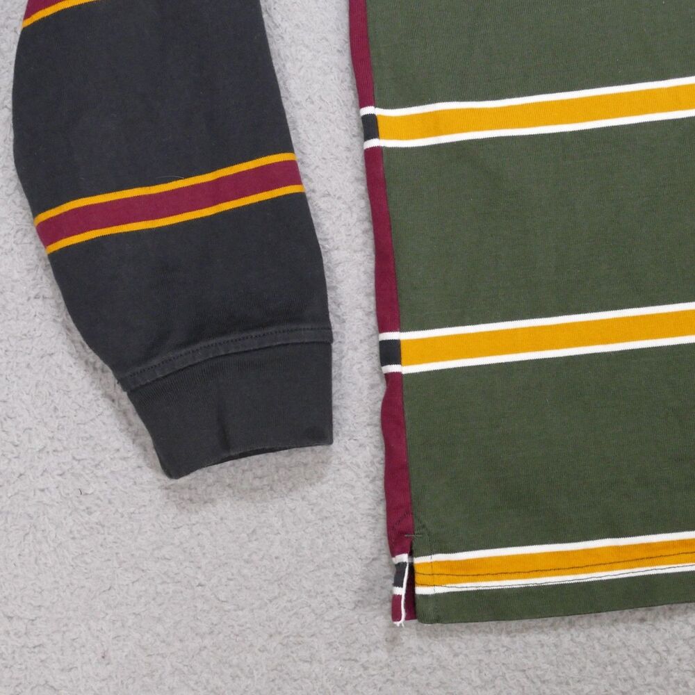 Levis Rugby Shirt Mens Large Relaxed Fit Green Striped Long Sleeve Polo - Picture 4 of 15